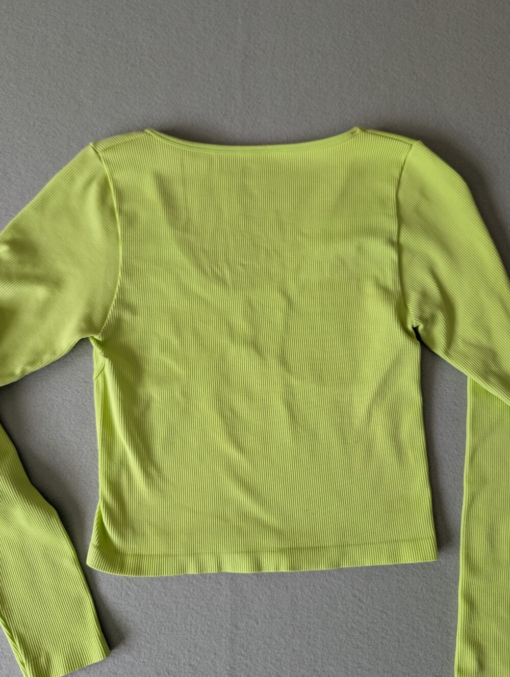 Bustier Style Long Sleeve Ribbed Top Lime Neon Green XL/XXL Activewear Soft Girl image 5
